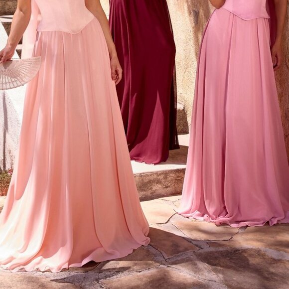 New Dusty Rose A-Line Long Bridesmaid Chiffon Dress w/ Matching Scarf CD386 - Picture 10 of 10